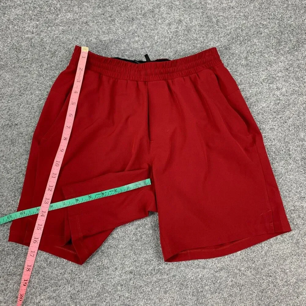 Lululemon Swim Shorts Mens S Small‎ Ruby Red Channel Cross Brief Lined Trunks